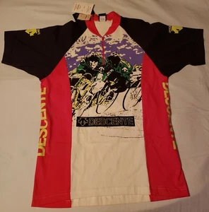 Descente Vintage Cycling Jersey Shirt Men's Large Cyclists Spellout NWT - Picture 1 of 6