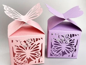 10 Butterfly Peach Party Favor Boxes Wedding Gift Bags Baby Decorations - Picture 1 of 4