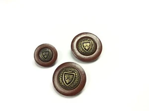 BOTTONE PELLE METAL LODEN MORO CM 2,6 - Picture 1 of 2