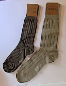 2 Pares Calcetines De Colección NUEVOS CON ETIQUETAS COACH Para Hombre Marrón Tostado EE. UU. Zapatos Talla 7-12 Nuevo de Lote Antiguo Lana - Imagen 1 de 3