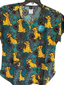 Simba Scrubs Tooniforms Disney Lion King Top W/pockets Size M NWT H2 - Picture 1 of 8