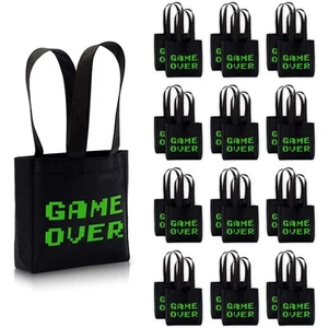 Video Game Birthday Party Favor Bags, Small Black Totes (24 Pack) - Picture 1 of 7