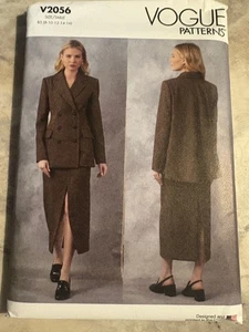 Vogue V2056 MISS JACKET SKIRT 8-16 Blazer Slit Cape Welt Notch Shoulder Pads - Picture 1 of 2