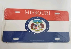 Missouri License Plate Tag Hard Plastic State Star Flag Emblem Red White Blue - Picture 1 of 1