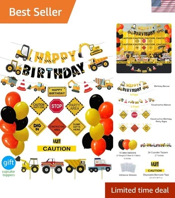 51-Piece Construction Birthday Party Decorations - Dump Truck Theme Set - Image 1 of 4