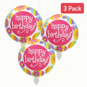 Happy Birthday Floral Foil Balloon Party Decoration Pink Multicolor balloons - Picture 1 of 4