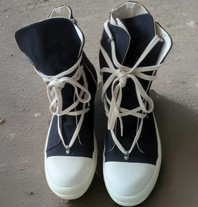 Sneakers Gr. 44 Canvas ähnlich wie Rick Owens Hexa Ramones Schwarz-weiß - Afbeelding 1 van 9