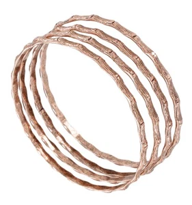Ky & Co Set of 4 Textured Rose Gold Tone Bamboo Bangle Bracelets - Boho Style - Picture 1 of 4