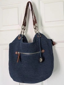 Borsa The Sak Indio all'uncinetto tessuto navy hobo boho intrecciato cinghie tasche zip - Foto 1 di 20