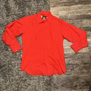 Vintage 70er 80er Panhandle Slim Herren Western Cowboy Rodeo Hemd XL Rot Perlen Druckknöpfe Neu - Bild 1 von 11