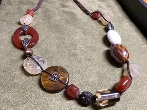 Collar Silpada Plata Esterlina Ojo de Tigre Cuarzo Rojo Ágata Marrón Cuerda Envío Gratis - Imagen 1 de 5