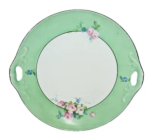 VTG German Floral Porceline Plate With Handles by PK Unity (1925-1932) Green - Picture 1 of 6