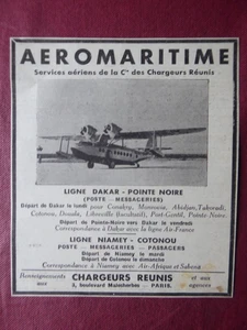 8/1937 PUB AEROMARITIME CHARGEURS REUNIS SIKORSKY S-43 DAKAR POINTE NOIRE AD - Picture 1 of 1