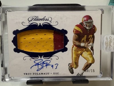 2018 Flawless -  Troy Polamalu - Game Used Patch Autograph /15 - Image 1 of 2