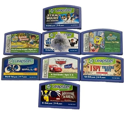 Leap Frog Leapster Learning Game System Cartridges Lot 8 Cars 2 Star W SpongeBob - Image 1 of 4