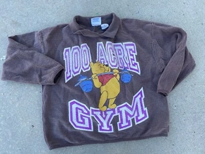 Vintage Winnie The Pooh Sweatshirt Hundred Acre Gym Collared Sweatshirt XL - Picture 1 of 5