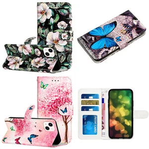 For iPhone 12 11 Pro 8 Plus 7 XR Pattern PU Leather Flip Wallet Phone Case Cover - Picture 1 of 22
