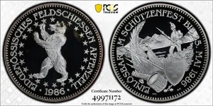 Switzerland 1988 50 Francs PCGS PF68 Dcam Appenzell Haberling 28a - Picture 1 of 4