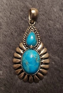 Blue mixed shaped Turquoise Sterling Silver Pendant - Picture 1 of 3