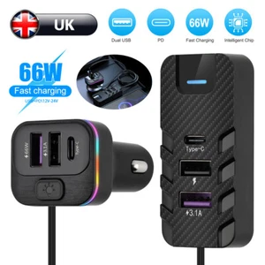 155W 6 Port Multi USB PD HUB Adapter Car Charger Dock Charging Station QC3.0 GB~ - Picture 1 of 12