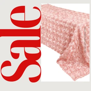 BLUSH - Rectangular Tablecloth Table Cloth Satin Rosette - 3D Floral Cloth - Picture 1 of 3