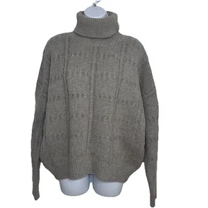 Nili Lotan 18-8 grau Alpaka Wolle Oversize Rollkragen Pullover Preppy Damen Small - Bild 1 von 9