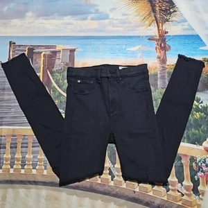 Rag & Bone High Waisted Skinny Raw Hem Distressed Black Jeans Gr. 27 - Bild 1 von 6