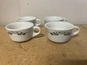 4 Marketplace Menu Le Petit Plat Porcelain Coffee Tea Cups Mugs White & Black - Picture 1 of 4