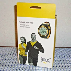 【NEW】EVERLAST PD1 PEDOMETER GRAY/BLACK SILICONE STRAP SPORT WATCH - Picture 1 of 8
