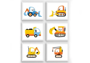 Construction nursery prints, Construction nursery decor, trucks & diggers prints - Picture 1 of 14