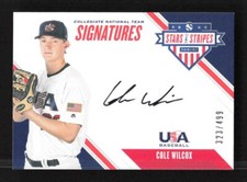 2020 Panini USA Stars & Stripes Cole Wilcox Collegiate National Team AUTO /499