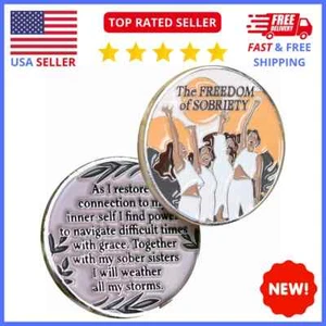Women's Gold-Plated AA Medallion: Recovery Token for Sobriety - Picture 1 of 5