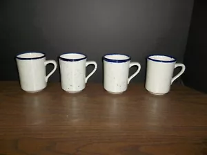 Syracuse China Restaurant Ware 4 PC Cobalt Rim 7OZ Coffee Mug Speckle Blue 5G - Picture 1 of 9