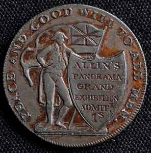 1796 GREAT BRITAIN - WARWICKSHIRE, ALLIN’S BIRMINGHAM  COPPER 1/2 PENNY TOKEN - Picture 1 of 5