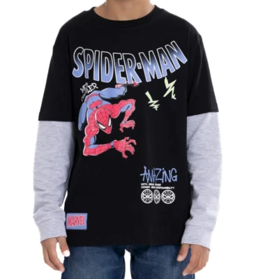 Spider-Man Boys Graphic Long Sleeve Layered Tee Size XS (4/5) - Image 1 of 2