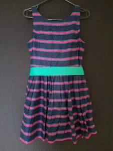Ralph Lauren Aline Dress 16 15-16 Years Navy Pink Green Stripe BNWOT - Picture 1 of 5