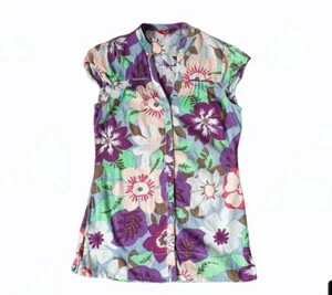 MONSOON Y2K Floral Button Up Blouse with Capped Sleeves, Size 8 - Picture 1 of 3