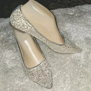 Jacky Ckrv Mujeres Brillante Brillo Plateado Malla Elegante Plana Punta Talla 7 M/38 - Imagen 1 de 13