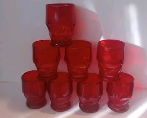 Set of 8 Vintage Viking Glass 4" Ruby Red Georgian 8 Oz. Water Tumbler - Picture 1 of 11