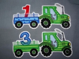 Traktor Aufnäher Geburtstag Zahl 1 2 3 4 5 6 7 8 9 10 Applikation Shirt nähen - Bild 1 von 5
