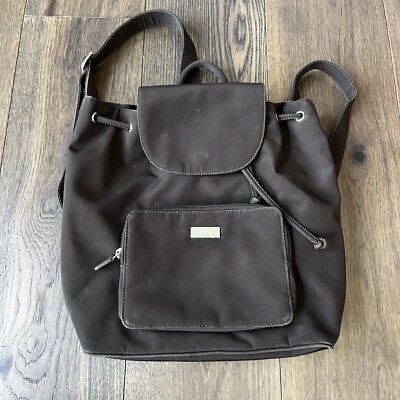 Y2K Ralph Lauren Duffle Drawstring Bucket Backpack Slingback Shoulder Bag Brown - Image 1 of 4