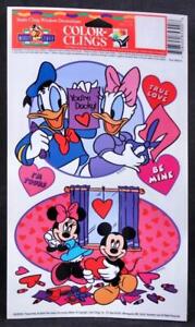 Mickey Mouse Valentine's Day Window Clings. 10" X 6" Sheet. Made in U.S.A.