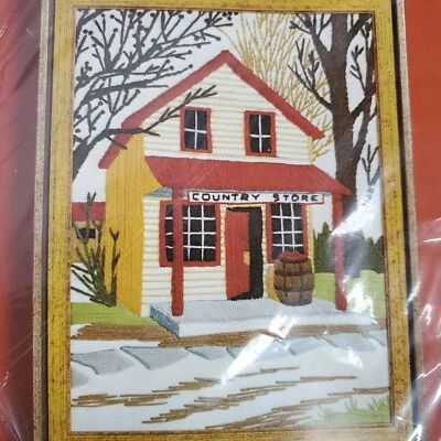 Pauline Denham Crewel Embroidery Kit Country Store 1974 9x12 Farmhouse Decor - Image 1 of 4