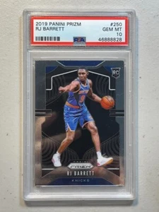 RJ Barrett PSA 10 2019-20 Panini Prizm Base Rookie Card RC #250 Gem Knicks (828) - Picture 1 of 2