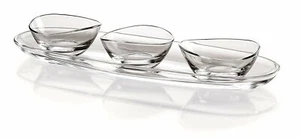 Barski European Glass Oval Serving Tray/Platter-16" Long-3 smll bowls-3.9"D-4 pc - Picture 1 of 2