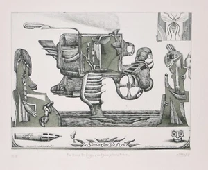 Pit Morell/Radierung /Handsigniert/nur 25 Exemplare/1969/Der Dampfpflug von Humi - Picture 1 of 3