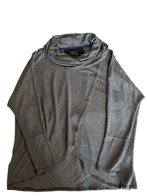 Calvin Klein Performance Active Top Women Size M Gray Striped Stretch Wrap - Image 1 of 4