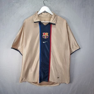 Maglia Nike Barcelona Away Vintage Uomo XL Oro 2001 2002 Y2K Calcio - Foto 1 di 11
