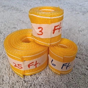 Re-Web Kit Lawn Chair Webbing 25’- 2.25" Yellow w/ White Stripe + 2 Small Rolls - Picture 1 of 2