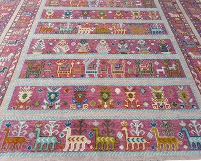 Oushak Hand Knotted Pink 4x6, 5x8, 6x9, 7x10, 8x10, 9x12, 10x14 Wool Area Rug - Image 1 of 4
